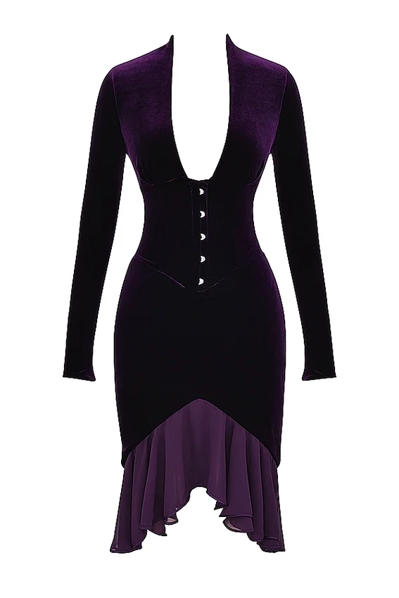 Dahna Dark Purple Velvet Corset Dress Dahna Dark Purple Velvet Corset Dress