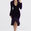 Dahna Dark Purple Velvet Corset Dress Dahna Dark Purple Velvet Corset Dress