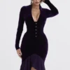 Dahna Dark Purple Velvet Corset Dress Dahna Dark Purple Velvet Corset Dress