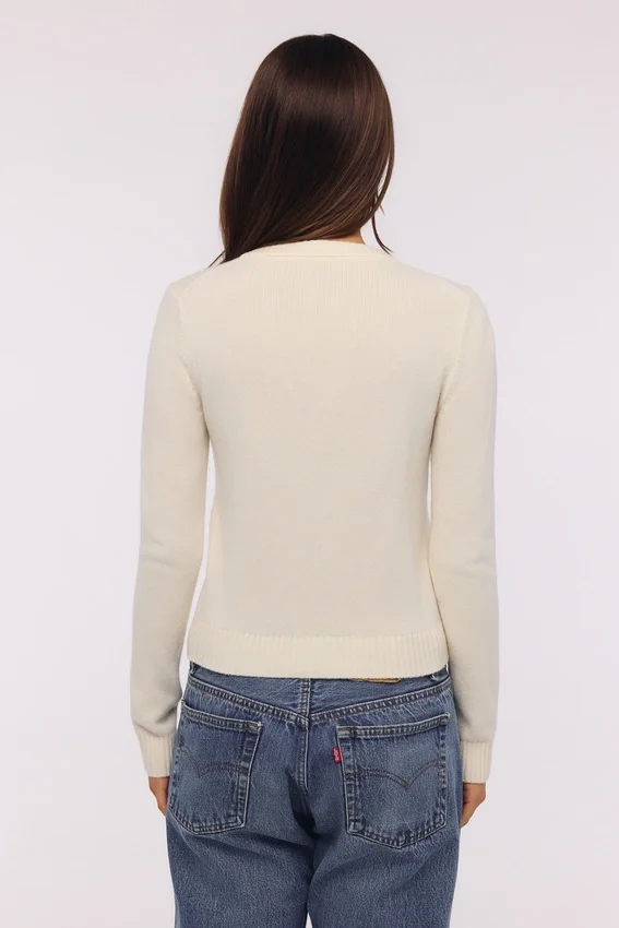 Daisie Ivory Wool + Cashmere Floral Embroidered Cardigan Daisie Ivory Wool + Cashmere Floral Embroidered Cardigan
