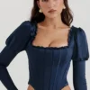Dana Navy Puff Sleeve Corset