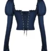 Dana Navy Puff Sleeve Corset