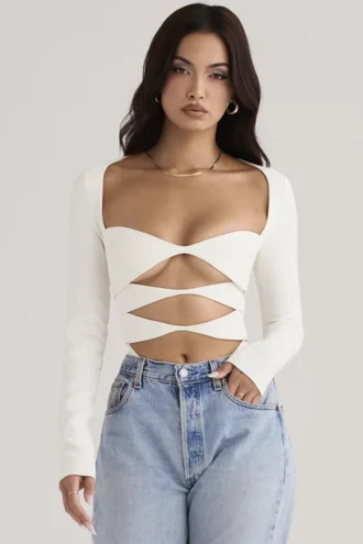 Danica White Cutout Bodysuit