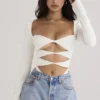 Danica White Cutout Bodysuit Danica White Cutout Bodysuit