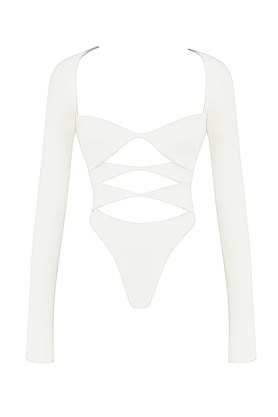 Danica White Cutout Bodysuit Danica White Cutout Bodysuit
