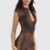 Daphne Antique Copper Lace up Mini Dress Daphne Antique Copper Lace up Mini Dress
