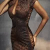 Daphne Antique Copper Lace up Mini Dress Daphne Antique Copper Lace up Mini Dress