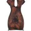 Daphne Antique Copper Lace up Mini Dress Daphne Antique Copper Lace up Mini Dress