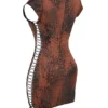 Daphne Antique Copper Lace up Mini Dress Daphne Antique Copper Lace up Mini Dress