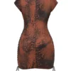 Daphne Antique Copper Lace up Mini Dress Daphne Antique Copper Lace up Mini Dress