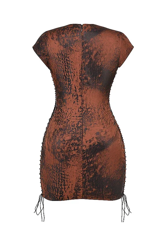 Daphne Antique Copper Lace up Mini Dress Daphne Antique Copper Lace up Mini Dress