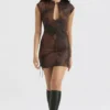 Daphne Antique Copper Lace up Mini Dress Daphne Antique Copper Lace up Mini Dress