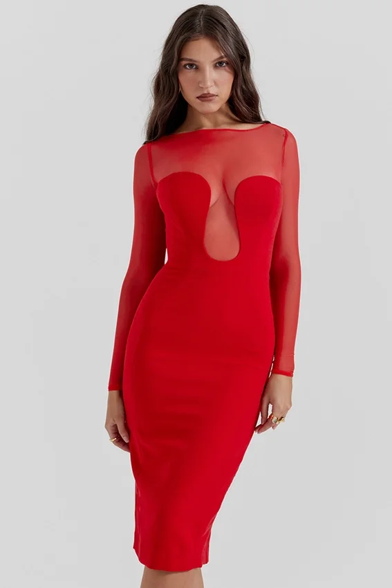 Darcy Scarlet Plunge Midi Dress Darcy Scarlet Plunge Midi Dress