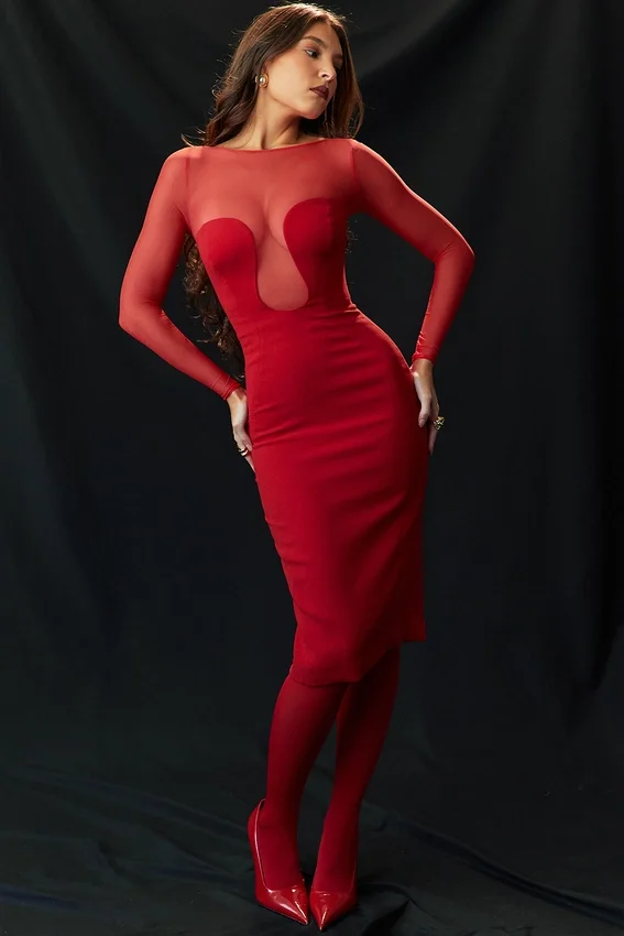 Darcy Scarlet Plunge Midi Dress Darcy Scarlet Plunge Midi Dress