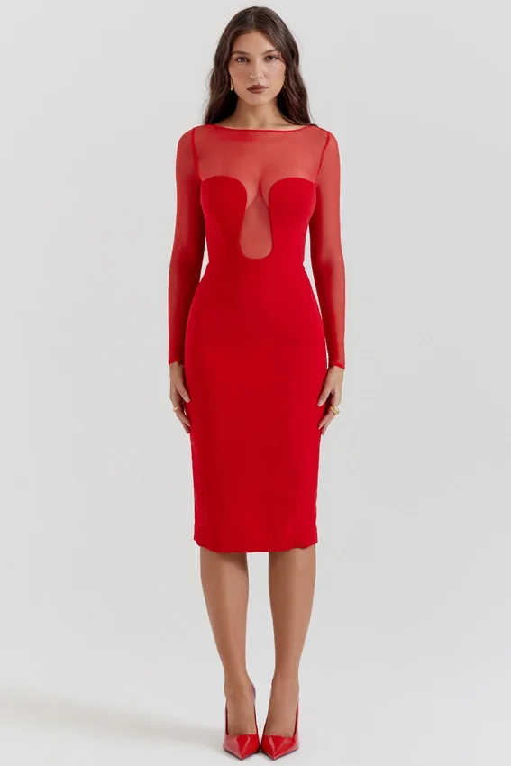 Darcy Scarlet Plunge Midi Dress Darcy Scarlet Plunge Midi Dress