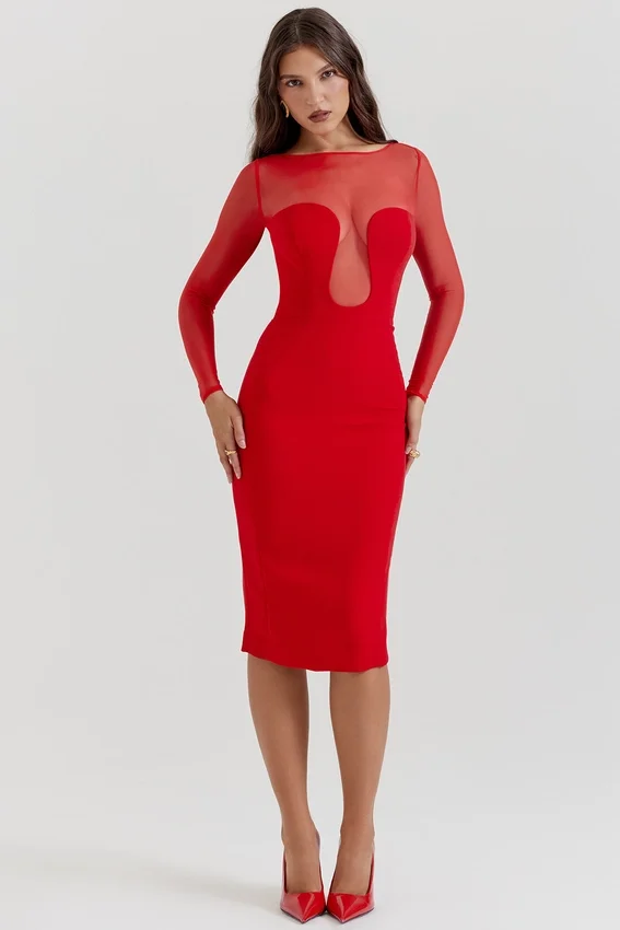 Darcy Scarlet Plunge Midi Dress Darcy Scarlet Plunge Midi Dress