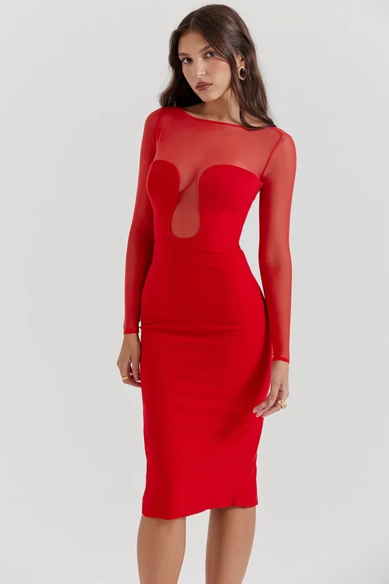 Darcy Scarlet Plunge Midi Dress Darcy Scarlet Plunge Midi Dress