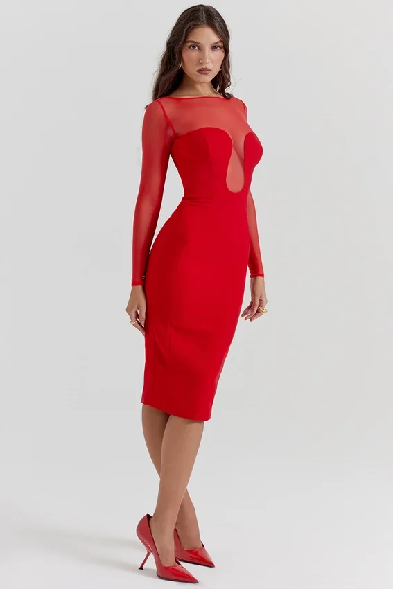 Darcy Scarlet Plunge Midi Dress Darcy Scarlet Plunge Midi Dress