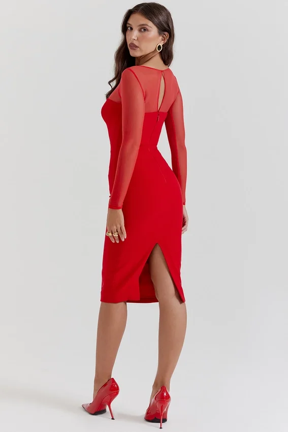 Darcy Scarlet Plunge Midi Dress Darcy Scarlet Plunge Midi Dress
