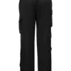 Daria Black Satin Straight Leg Cargo Trousers