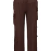 Daria Chocolate Satin Cargo Trousers Daria Chocolate Satin Cargo Trousers