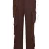 Daria Chocolate Satin Cargo Trousers Daria Chocolate Satin Cargo Trousers