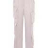 Daria Crystal Satin Straight Leg Cargo Trousers