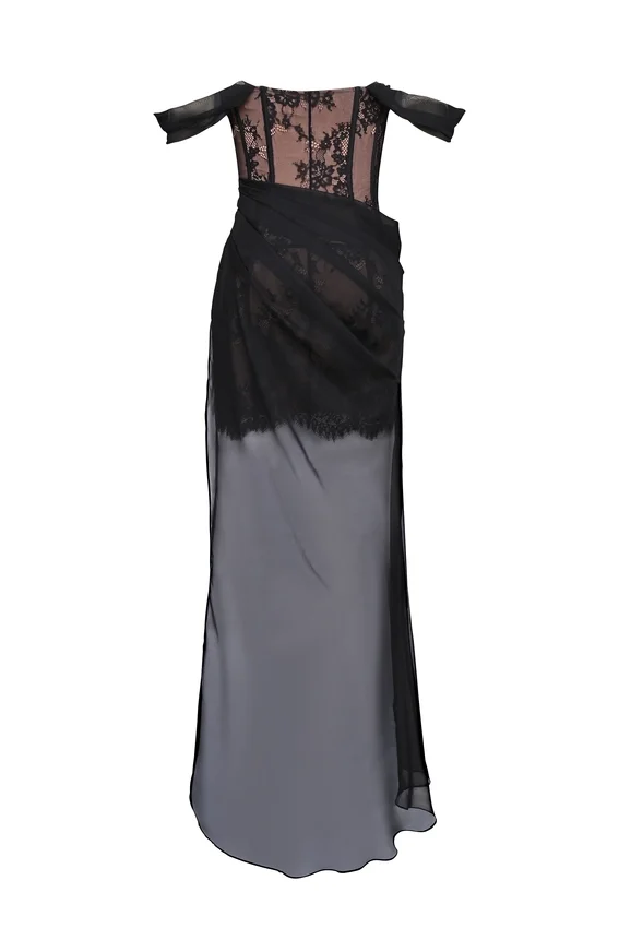 Debut Black Off Shoulder Lace Maxi Dress Debut Black Off Shoulder Lace Maxi Dress