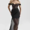 Debut Black Off Shoulder Lace Maxi Dress Debut Black Off Shoulder Lace Maxi Dress