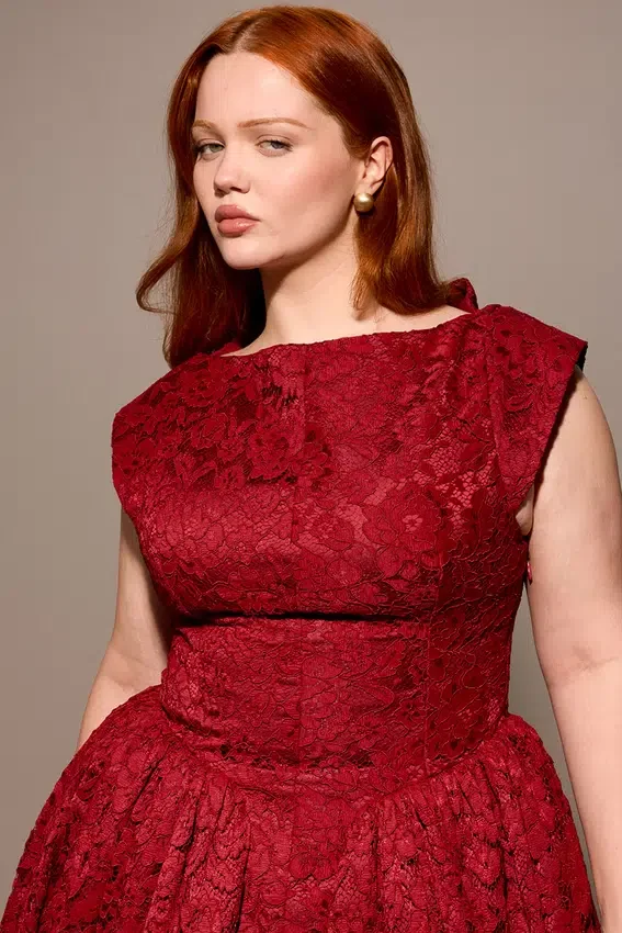 Debutante Berry Lace Backless Midi Dress Debutante Berry Lace Backless Midi Dress