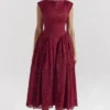 Debutante Berry Lace Backless Midi Dress Debutante Berry Lace Backless Midi Dress