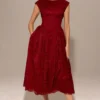 Debutante Berry Lace Backless Midi Dress Debutante Berry Lace Backless Midi Dress