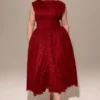 Debutante Berry Lace Backless Midi Dress Debutante Berry Lace Backless Midi Dress