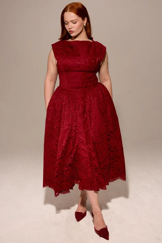 Debutante Berry Lace Backless Midi Dress Debutante Berry Lace Backless Midi Dress