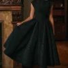 Debutante Black Moire Satin Backless Midi Dress Debutante Black Moire Satin Backless Midi Dress