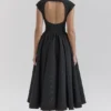 Debutante Black Moire Satin Backless Midi Dress Debutante Black Moire Satin Backless Midi Dress