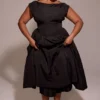 Debutante Black Moire Satin Backless Midi Dress Debutante Black Moire Satin Backless Midi Dress
