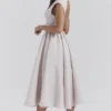Debutante French Dove Moire Satin Backless Midi Dress Debutante French Dove Moire Satin Backless Midi Dress