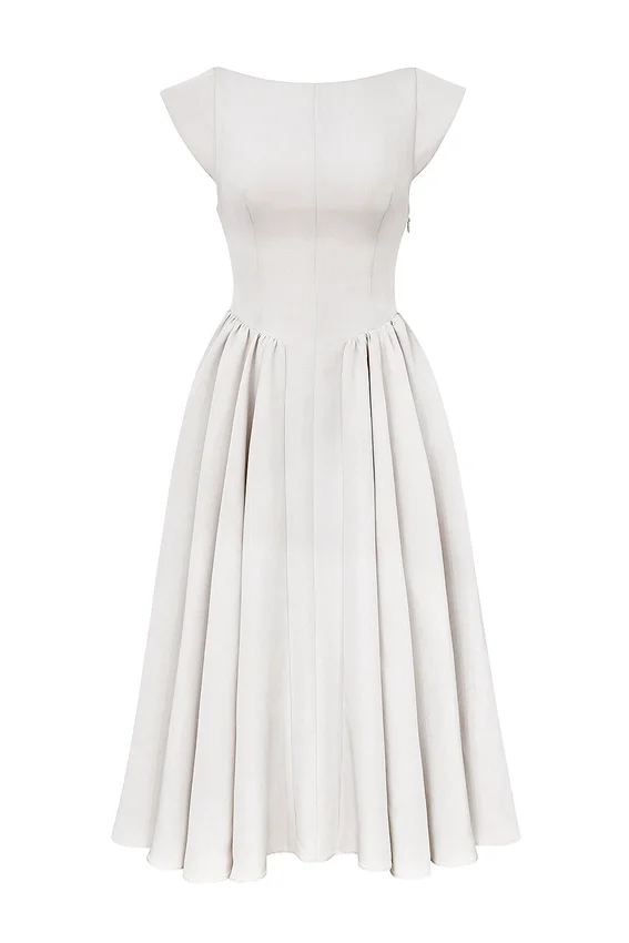 Debutante French Dove Moire Satin Backless Midi Dress Debutante French Dove Moire Satin Backless Midi Dress