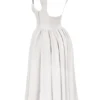 Debutante French Dove Moire Satin Backless Midi Dress Debutante French Dove Moire Satin Backless Midi Dress