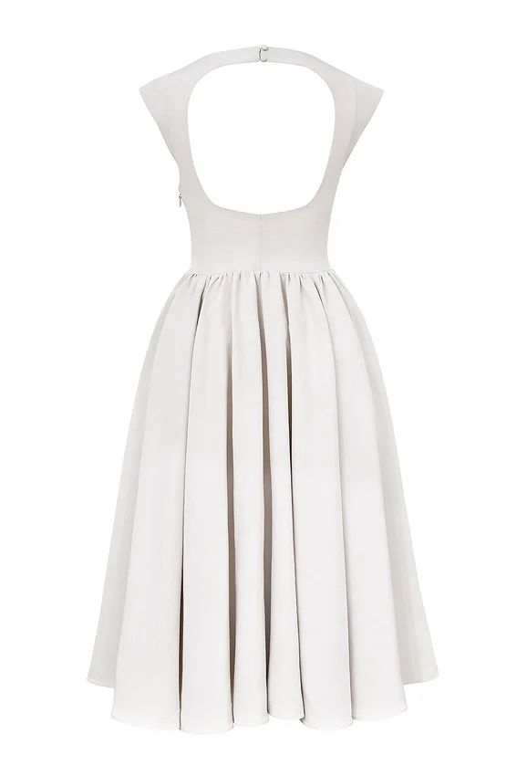Debutante French Dove Moire Satin Backless Midi Dress Debutante French Dove Moire Satin Backless Midi Dress