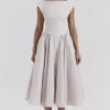 Debutante French Dove Moire Satin Backless Midi Dress Debutante French Dove Moire Satin Backless Midi Dress