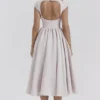 Debutante French Dove Moire Satin Backless Midi Dress Debutante French Dove Moire Satin Backless Midi Dress