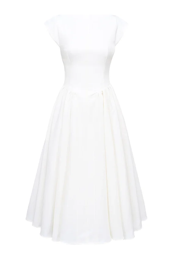 Debutante Ivory Moire Satin Midi Dress Debutante Ivory Moire Satin Midi Dress