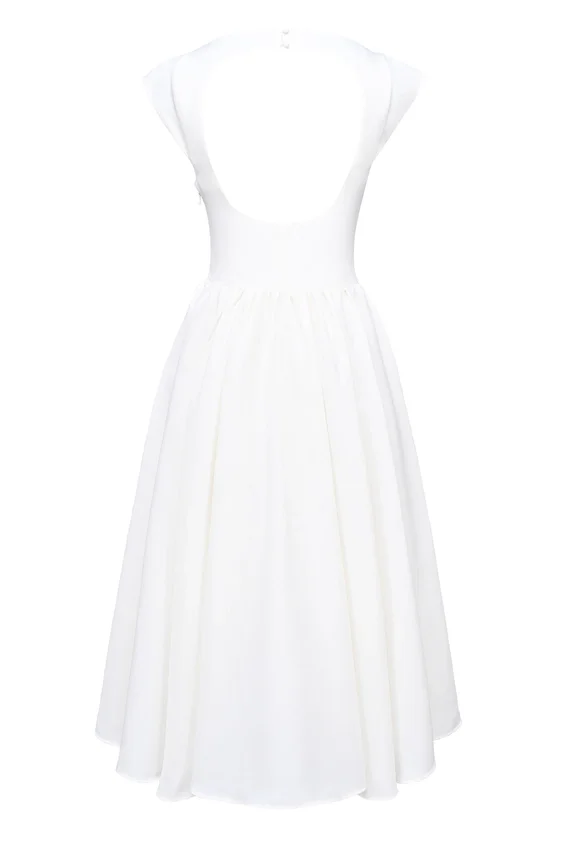Debutante Ivory Moire Satin Midi Dress Debutante Ivory Moire Satin Midi Dress