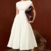 Debutante Ivory Moire Satin Midi Dress Debutante Ivory Moire Satin Midi Dress