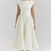 Debutante Ivory Moire Satin Midi Dress Debutante Ivory Moire Satin Midi Dress
