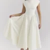 Debutante Ivory Moire Satin Midi Dress Debutante Ivory Moire Satin Midi Dress