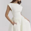 Debutante Ivory Moire Satin Midi Dress Debutante Ivory Moire Satin Midi Dress