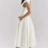 Debutante Ivory Moire Satin Midi Dress Debutante Ivory Moire Satin Midi Dress